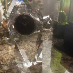 Crystal Desk Clock with Black Dial